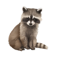 raccoon with style hand drawn digital painting illustration