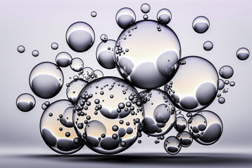 Bulles color&eacute;es r&eacute;alistes en 3 d, lavage, nettoyage  - G&eacute;n&eacute;rative iA