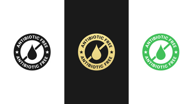 Antibiotic Free Label or Antibiotic Free Icon Vector Isolated in Flat Style. Best Antibiotic Free Label for product packaging design element. Antibiotic Free Icon for Product Packaging.