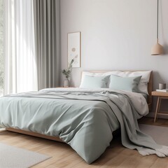 modern bedroom, 3D render, 4K