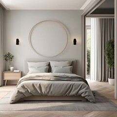 modern bedroom, 3D render, 4K