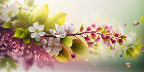 Spring flowers background, Generative AI