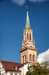 Fototapeta premium St.Gallen, Switzerland, upward view of the neo gotic style St. Lawrence church 