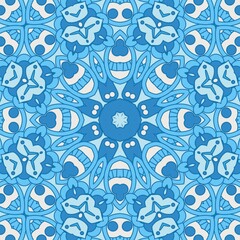 Fototapeta premium Abstract Pattern Mandala Flowers Art Colorful Blue Sky Turquoise 116