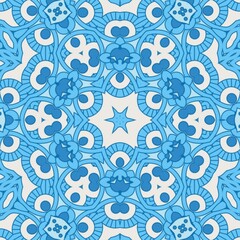 Fototapeta premium Abstract Pattern Mandala Flowers Art Colorful Blue Sky Turquoise 1