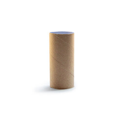 single standing tissue paper roll core isolated on white background with clipping path