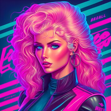 Synthwave Barbie Wallpaper Illustration 