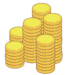 積み上げられたコインのイラスト素材