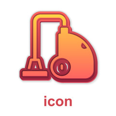 Gold Vacuum cleaner icon isolated on white background. Vector