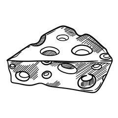 Cheese slice line art drawing 