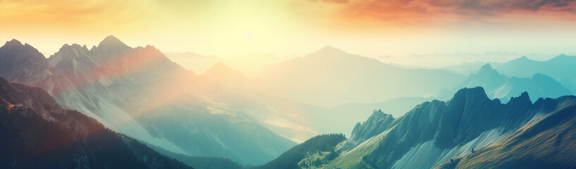 Mountain landscape at sunset