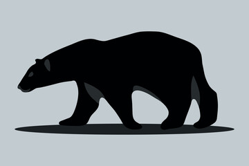 Icon of a walking bear on a gray background. Vector