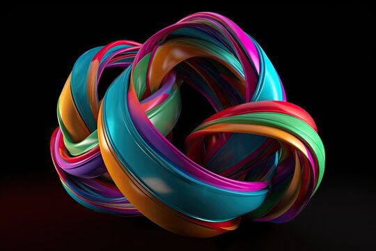 Twisted colorful intertwined shapes, background banner vivid colorful spiral 3D render - generative ai © Infinite Shoreline