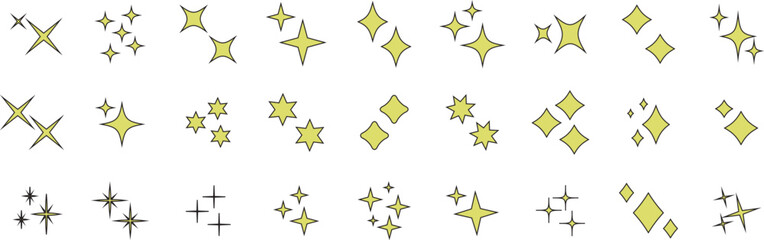 Stars set icons.Shine icons. Christmas vector symbols isolated.Sparkle star icons.