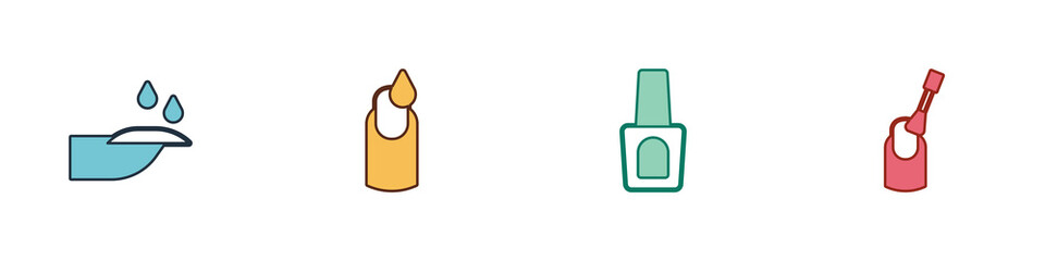 Set Nail manicure, Manicure, Bottle of nail polish and icon. Vector