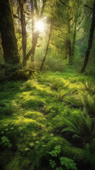 Obraz premium green forest in the morning