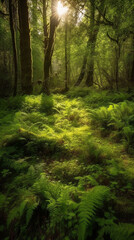 Obraz premium green forest in the morning