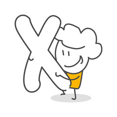 Fototapeta premium Stick figures. Alphabet. Isolated on white background. Hand drawn Doodle Line Art Cartoon Design character.