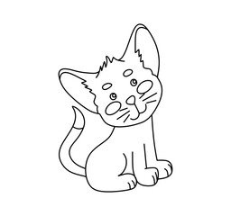 Cat Character Black and White Vector Illustration Coloring Book for Kids