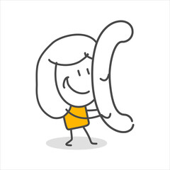 Stick figures. Alphabet. Isolated on white background. Hand drawn Doodle Line Art Cartoon Design character.