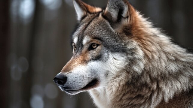gray wolf portrait generative ai
