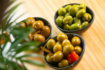 Top quality olive dish in Spain. Traditional Spanish tapa.