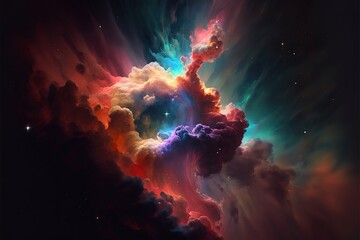 Wallpaper nebula. Realism, stars, colorful. Illustration. AI