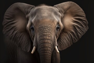 Elephant. Realism, grey, wild animal. Illustration. AI