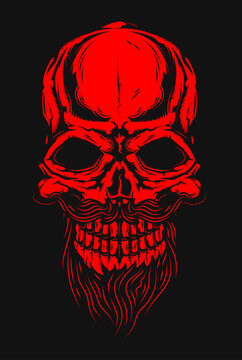 red male bald skull with mustache and beard