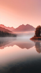 Fototapeta premium sunrise over the misty lake