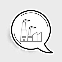Line Factory icon isolated on grey background. Industrial building. Colorful outline concept. Vector