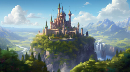 Fototapeta na wymiar illustration of an european castle