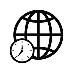 Global, time, zone icon. Black vector graphics.