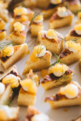 Appetizers on a tray.