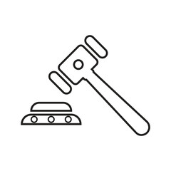 Hammer, legal, judge line icon. Outline vector.