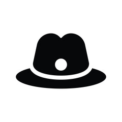 Hat, fashion, travel icon. Black vector graphics.