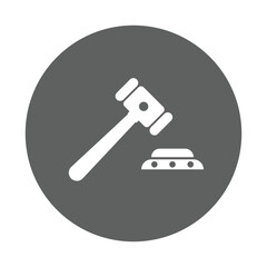 Hammer, legal, judge icon. Gray vector graphics.