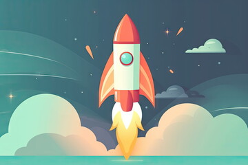 Rocket start up, space, to the moon