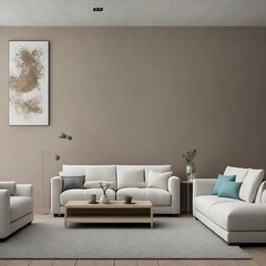 modern living room with sofa and art, generative ai