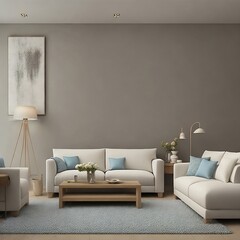modern living room with white sofa, generative ai