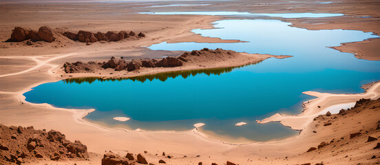 shallow lake in the desert. generative ai