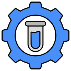 Test tube with gear, icon of lab management 