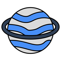 Editable design icon of revolving planet 