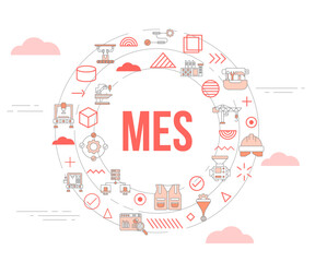 mes concept with icon set template banner and circle round shape