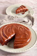 Mocha walnut cake with chocolate