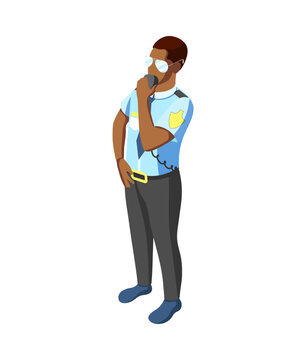 police officer talking on radio isometric clip art preview