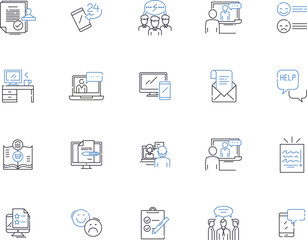 Messaging outline icons collection. Texting, Chatting, Messaging, Instant, Emailing, Broadcasting, Alerts vector and illustration concept set. Relaying, Communicating, Notifying linear signs