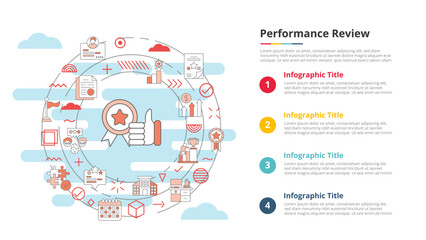 performance review concept for infographic template banner with four point list information
