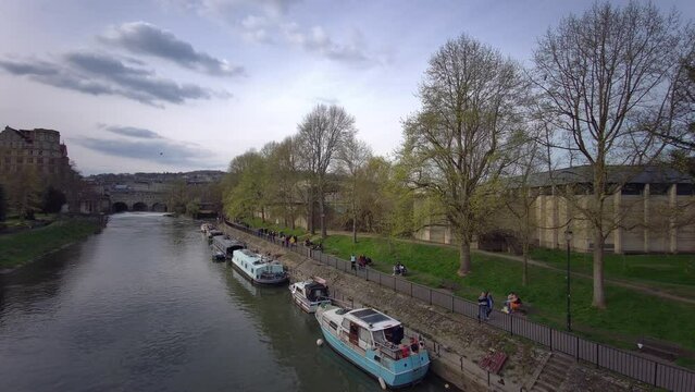 The Weir on river Avon in Bath, Somerset, England