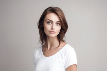 Obraz premium portrait of a woman attractive wearing a white shirt ,Generative AI 